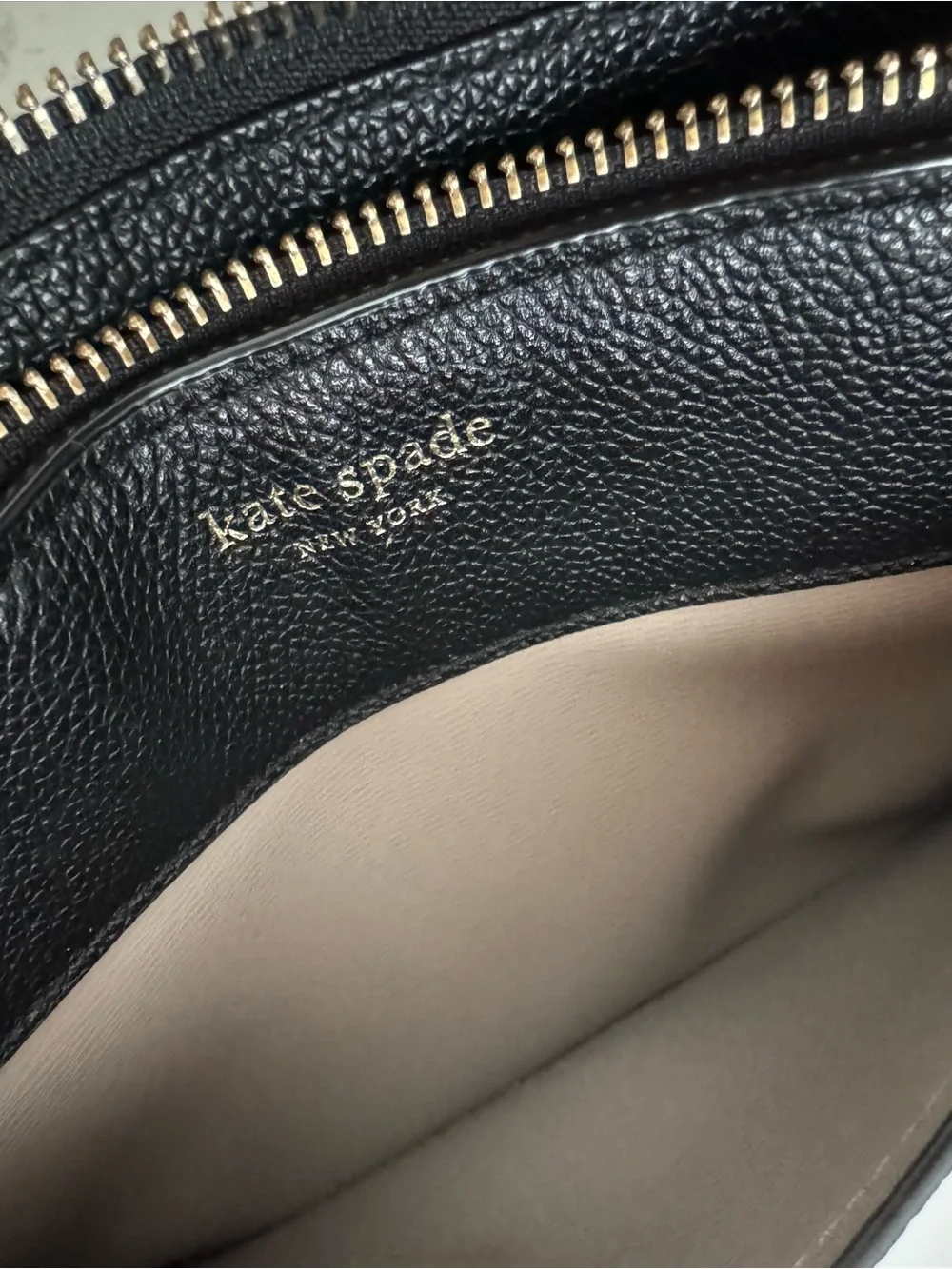 Kate Spade Black Pebbled Leather Crossbody with Gold Hardware